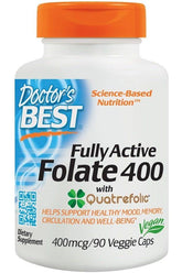 Doctor's Best - Fully Active Folate 400 with Quatrefolic, 400mcg - 90 vcaps - Nutri.se